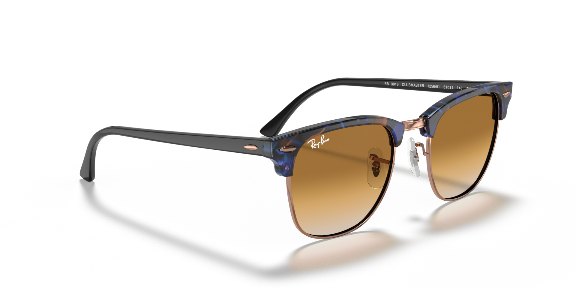 RAY BAN Clubmaster Sunglasses NEW Style RB 3016 Spotted Brown Blue Ray-Ban RB3016 - Clubmaster Sunglasses | FramesDirect.com main image 2