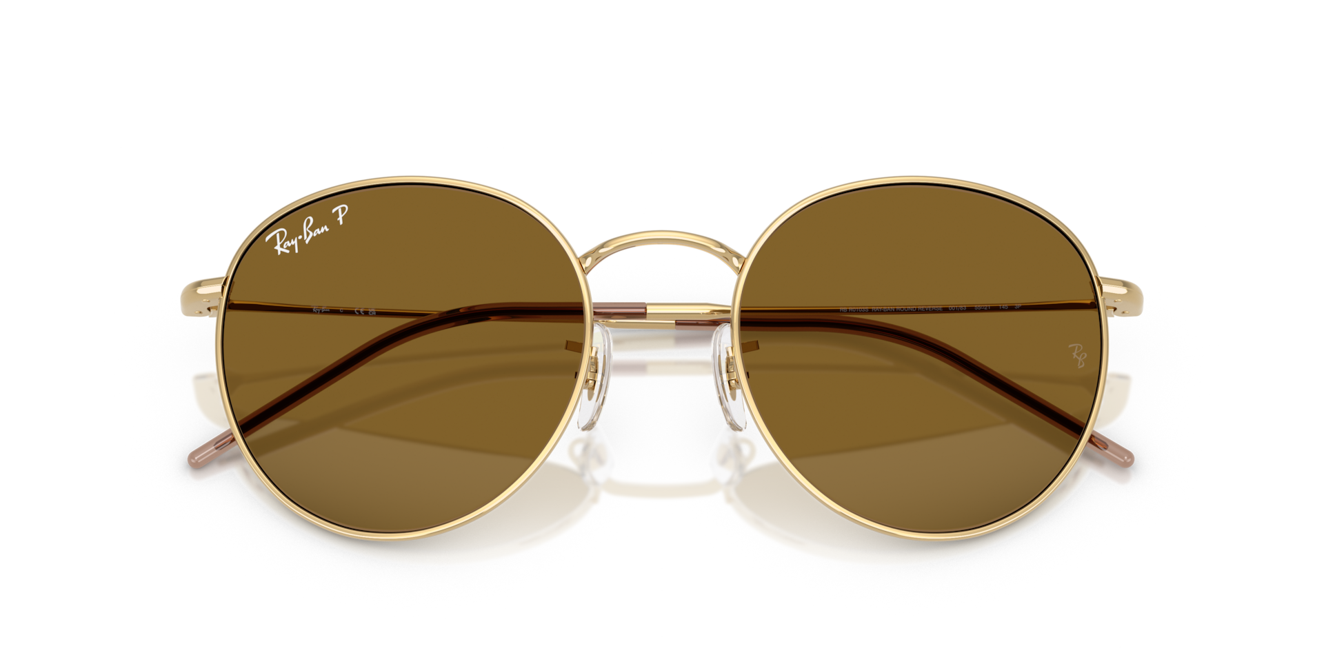 Ray-Ban Gold Round Frame Sunglasses Amazon.com: Ray-Ban RB3447 ROUND METAL Sunglasses with  main image 2