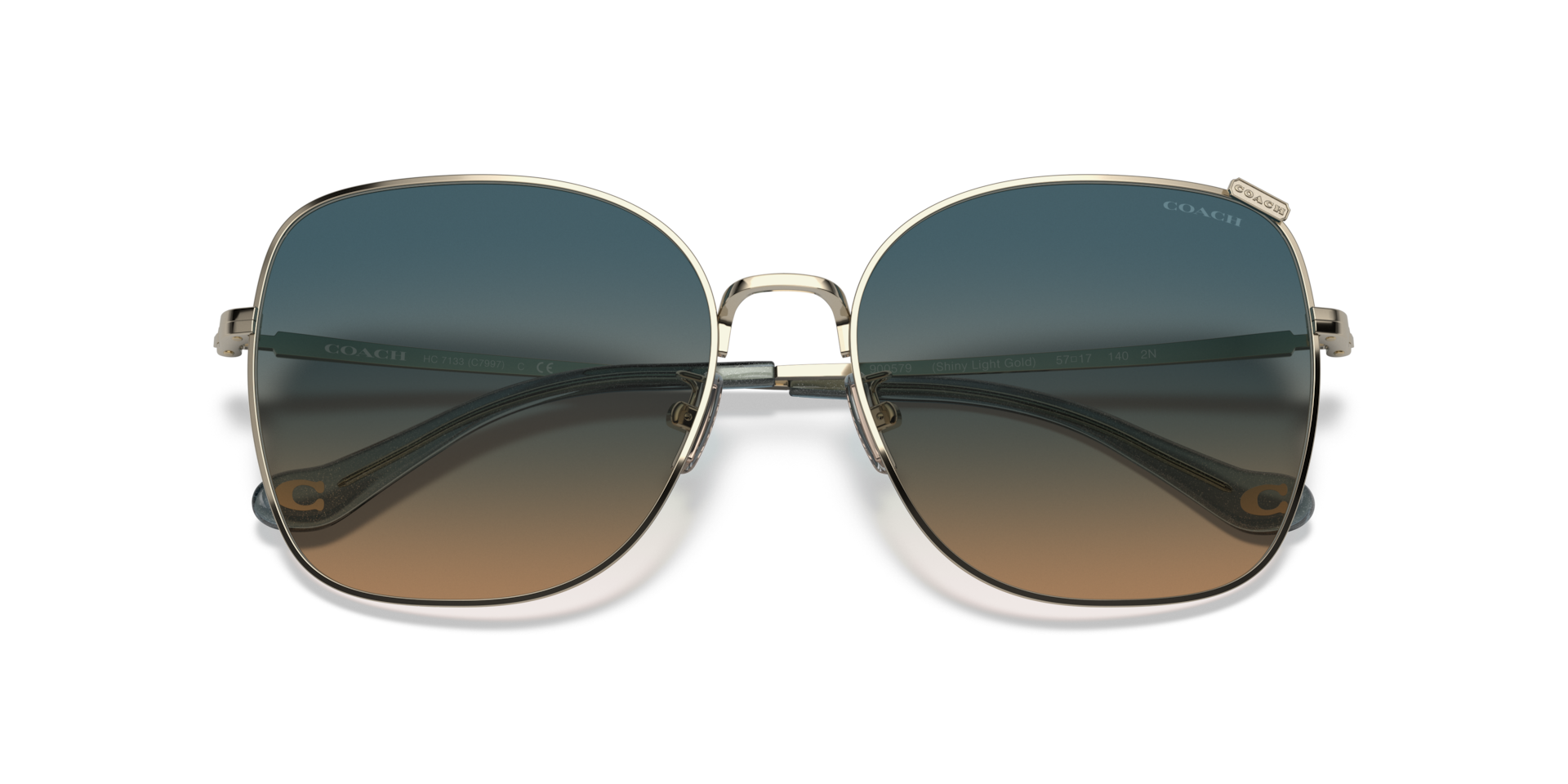COACH Women\'s Sunglasses, HC7133 Coach HC7133 C7997 - Square Shiny Light Gold Frame  main image 2